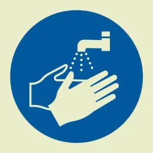 Wash hands (Glow in the dark) IMO Sign - IMPA