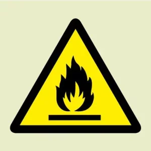 Flammable symbol (Glow in the dark) IMO Sign - IMPA