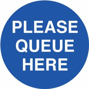 Floor Marking Sign – Please Queue Here