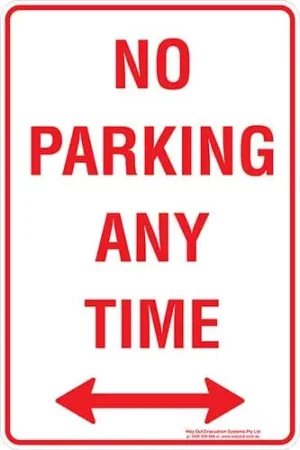 Carpark No Parking Any Time Span Arrow